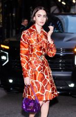 LILY COLLINS Outside Good Morning America Studio in New York City 12/10/2025