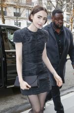 LILY COLLINS Outside of Her Hotel in Paris 12/15/2025