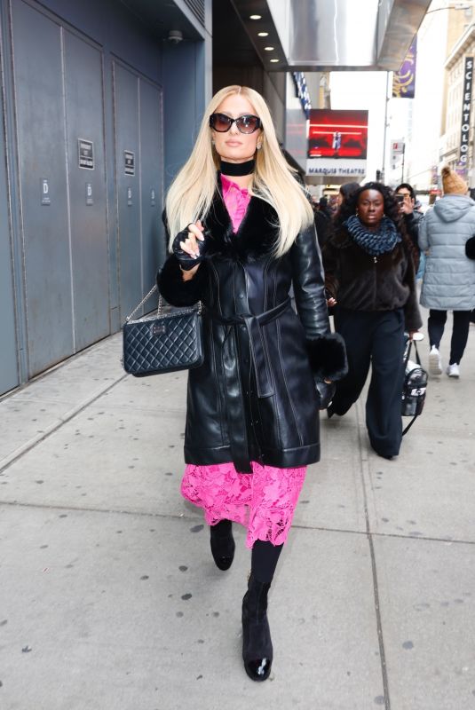 PARIS HILTON Arrives for Her T-Mobile No Filter Series Launch in Times Square 12/13/2025