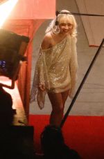 SABRINA CARPENTER on the Set of a Super Bowl Commercial for Pringles in Los Angeles 12/07/2025