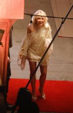 SABRINA CARPENTER on the Set of a Super Bowl Commercial for Pringles in Los Angeles 12/07/2025