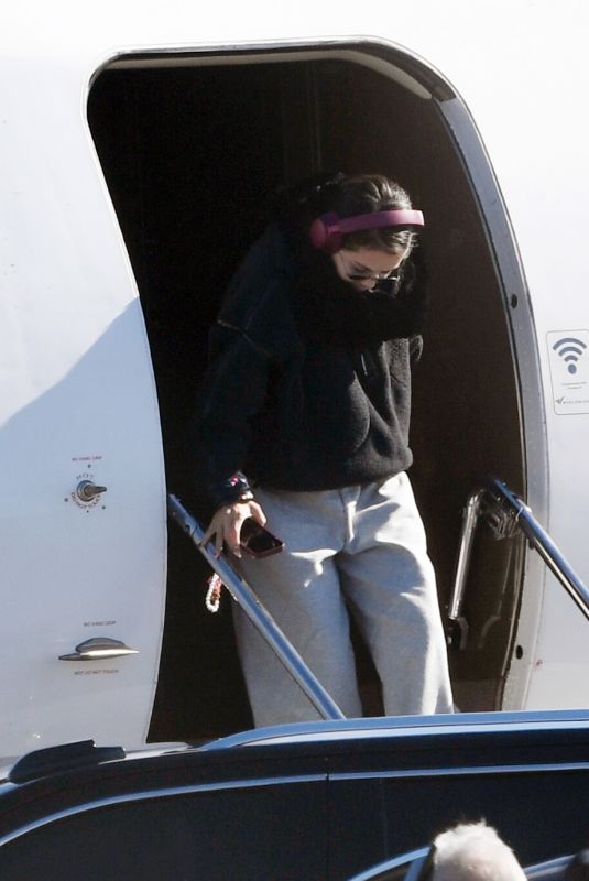 SELENA GOMEZ Arrives Via Private Jet in Los Angeles 12/08/2025