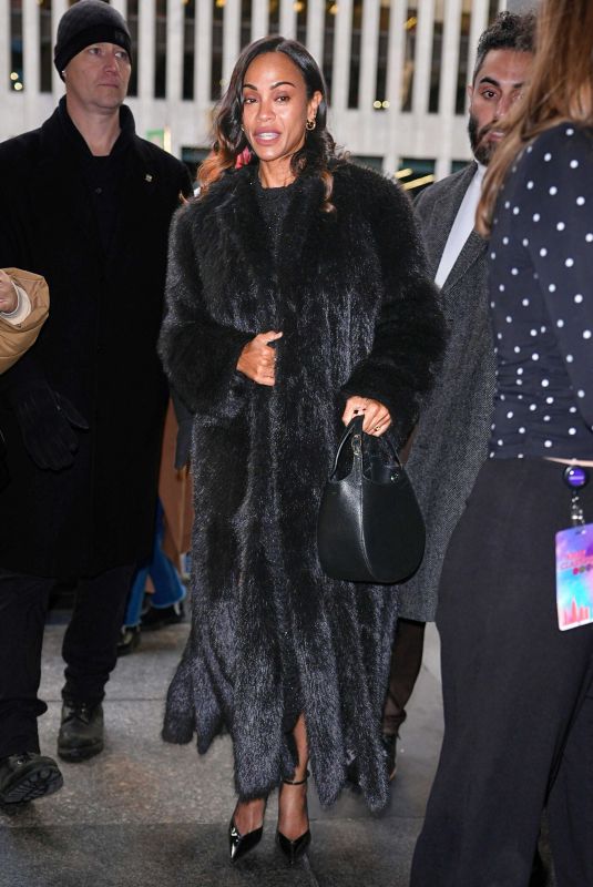 ZOE SALDANA Arrives at NBC Studios in New York City 12/11/2025