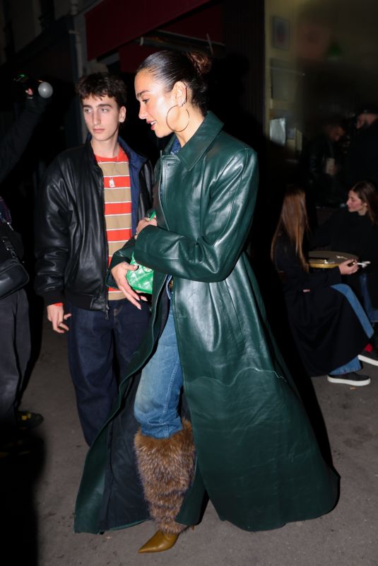 DUA LIPA Night Out with Callum Turner and Her Younger Brother in Paris 01/29/2026