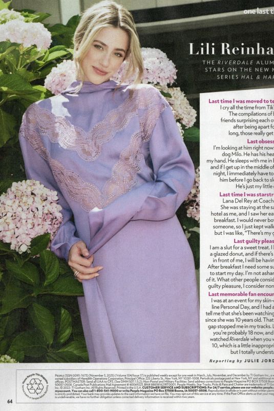 LILI REINHART in People Magazine, November 2025
