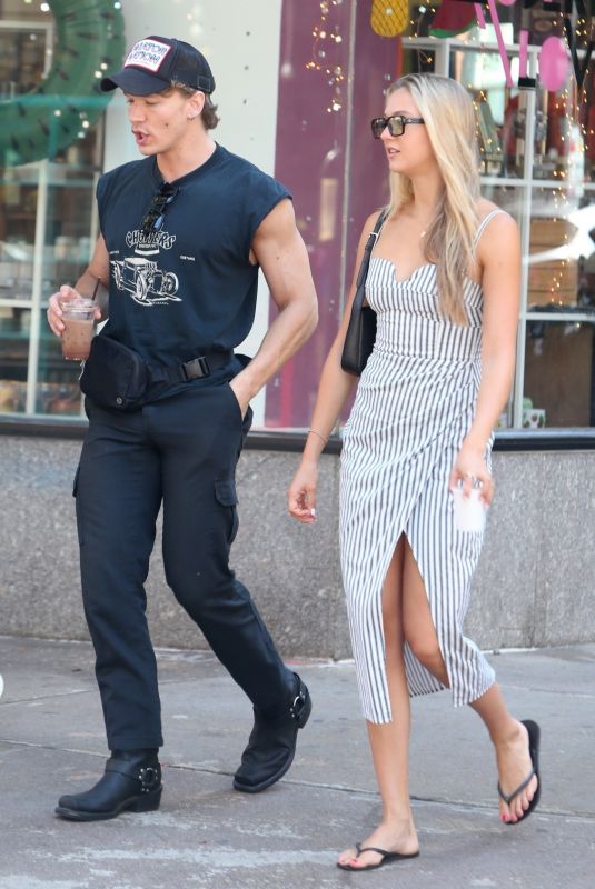 LILLY KRUG and Connor Storrie Out for Coffee in Providence at Rhode Island International Film Festival 08/10/2025