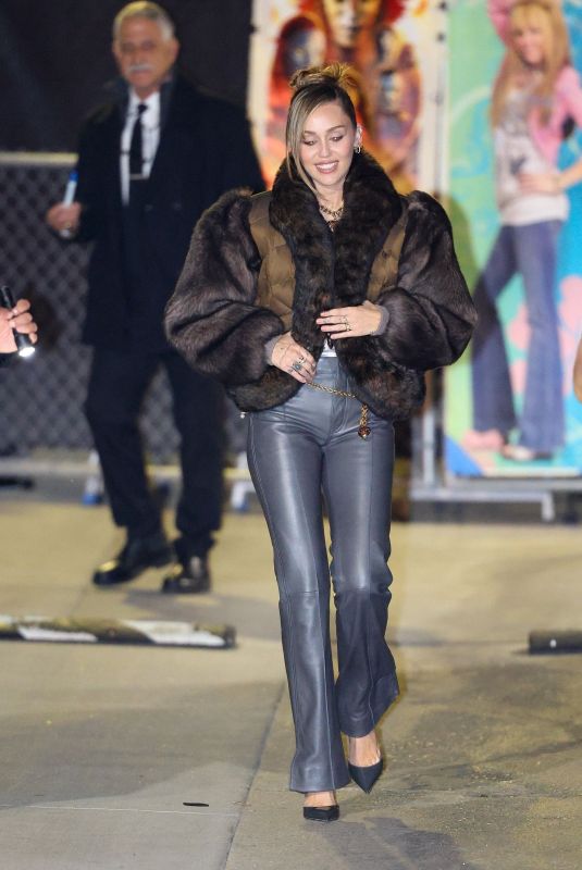MILEY CYRUS Arrives at Jimmy Kimmel 12/04/2025