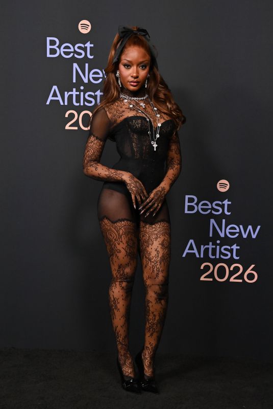 AYRA STARR at 2026 Spotify Best New Artist Event in West Hollywood 01/29/2026