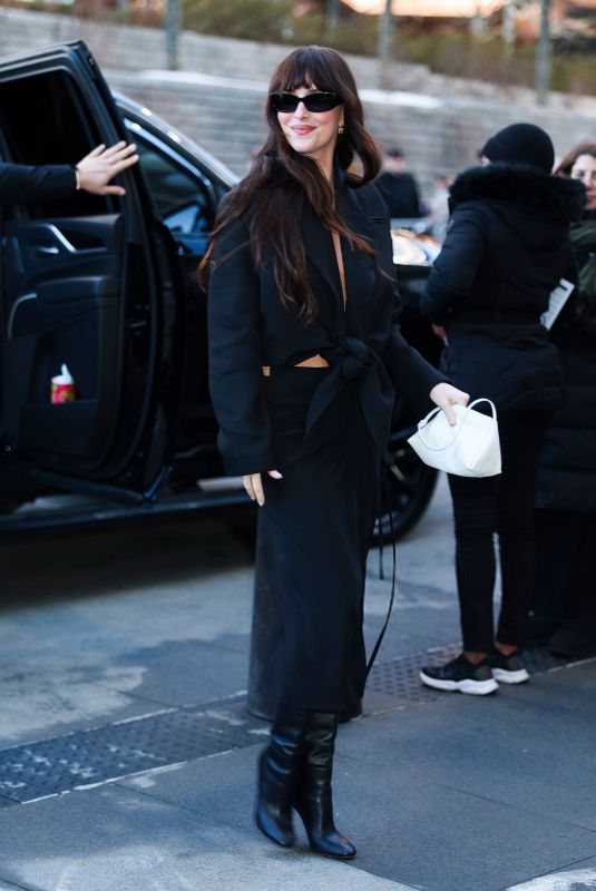 DAKOTA JOHNSON Arrives at Calvin Klein Fashion Show at NYFW in New York City 02/13/2026