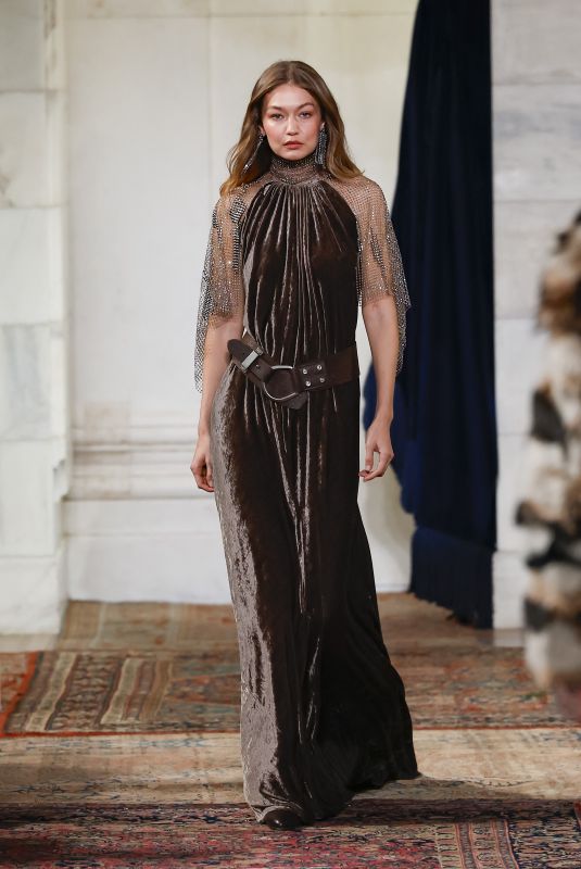 GIGI HADID Walks Runway at Ralph Lauren Womenswear Fall/Winter 2026 Show at NYFW in New York 02/10/2026