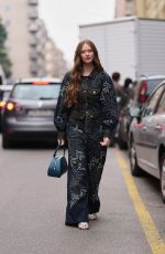 LARSEN THOMPSON Arrives at Antonio Marras Show at Milan Fashion Week 02/25/2026