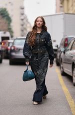 LARSEN THOMPSON Arrives at Antonio Marras Show at Milan Fashion Week 02/25/2026
