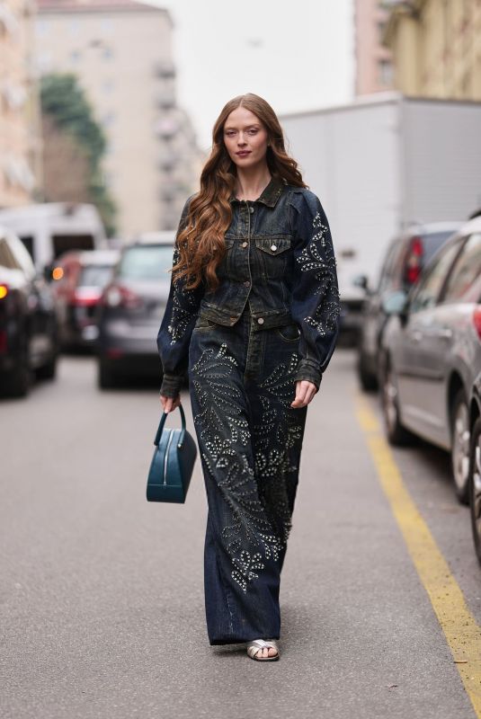 LARSEN THOMPSON Arrives at Antonio Marras Show at Milan Fashion Week 02/25/2026