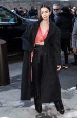 LILY COLLINS Arrives at Calvin Klein Show at NYFW in New York City 02/13/2026