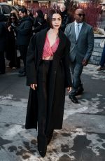 LILY COLLINS Arrives at Calvin Klein Show at NYFW in New York City 02/13/2026