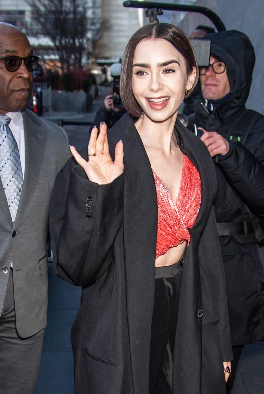 LILY COLLINS Arrives at Calvin Klein Show at NYFW in New York City 02/13/2026