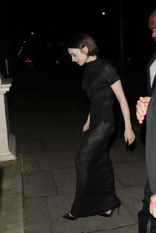 LILY COLLINS Arrives at Maison Perrier Party in London 02/09/2026