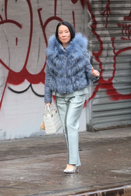 LUCY LIU on the Set of Superfakes on Location in Chinatown, Manhattan 02/04/2026