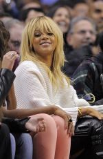 RIHANNA at NBA Game Between Clippers and Nuggets in Los Angeles 02/02/2012