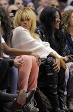 RIHANNA at NBA Game Between Clippers and Nuggets in Los Angeles 02/02/2012