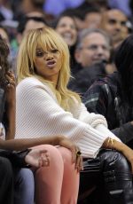 RIHANNA at NBA Game Between Clippers and Nuggets in Los Angeles 02/02/2012