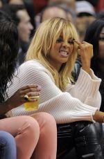 RIHANNA at NBA Game Between Clippers and Nuggets in Los Angeles 02/02/2012