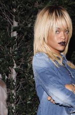 RIHANNA Rocks Head to Toe Denim Night Out in Hollywood 02/03/2012