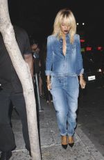 RIHANNA Rocks Head to Toe Denim Night Out in Hollywood 02/03/2012