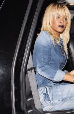 RIHANNA Rocks Head to Toe Denim Night Out in Hollywood 02/03/2012