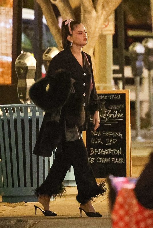 SELENA GOMEZ Meets Friends at Larchmont Village for a Galentine’s Day Rare Beauty Celebration in Los Angeles 02/12/2026