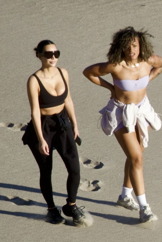 KIM KARDASHIAN Out at Beach with Trainer MELISSA ALCANTARA in Malibu 03/10/2026