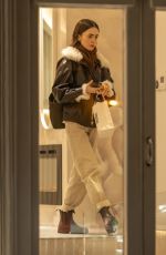 LILY COLLINS Leaves Keren Bartov Skin Studio in London 02/25/2026