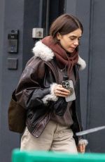 LILY COLLINS Leaves Keren Bartov Skin Studio in London 02/25/2026
