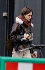 LILY COLLINS Leaves Keren Bartov Skin Studio in London 02/25/2026