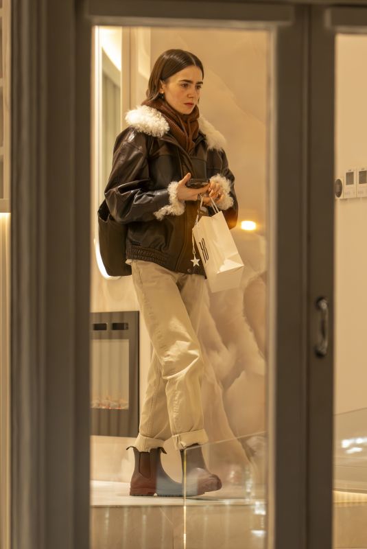 LILY COLLINS Leaves Keren Bartov Skin Studio in London 02/25/2026