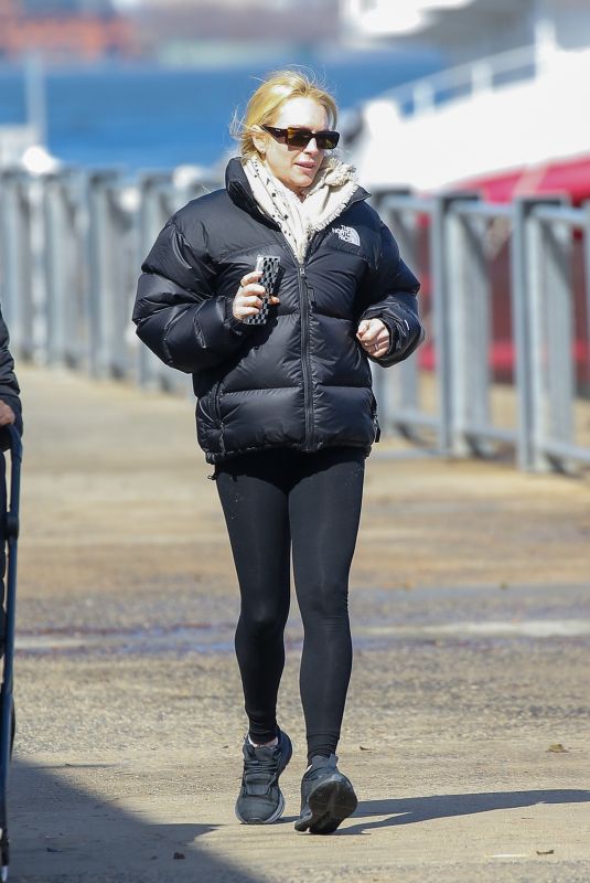 LINDSAY LOHAN Out Jogging at The Battery Park in New York City 03/21/2026