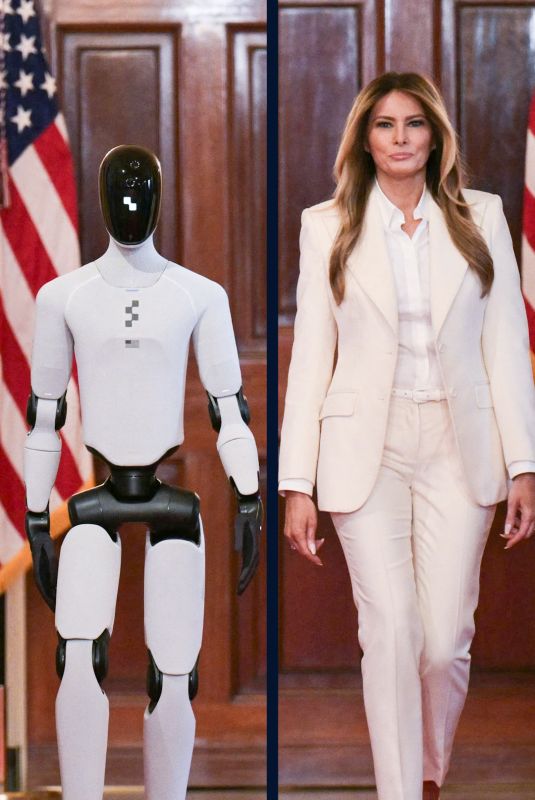 MELANIA TRUMP with a Humanoid Robot for a Summit at White House in Washington, DC 03/25/2026
