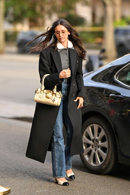 NINA DOBREV Arrives at Plaza Athenee Hotel at Paris Fashion Week in Paris 03/05/2026