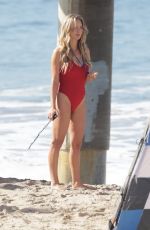 OLIVIA DUNNE in a Red Swimsuit Filming Scenes for Baywatch in Los Angeles 03/18/2026