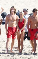 OLIVIA DUNNE in a Red Swimsuit Filming Scenes for Baywatch in Los Angeles 03/18/2026