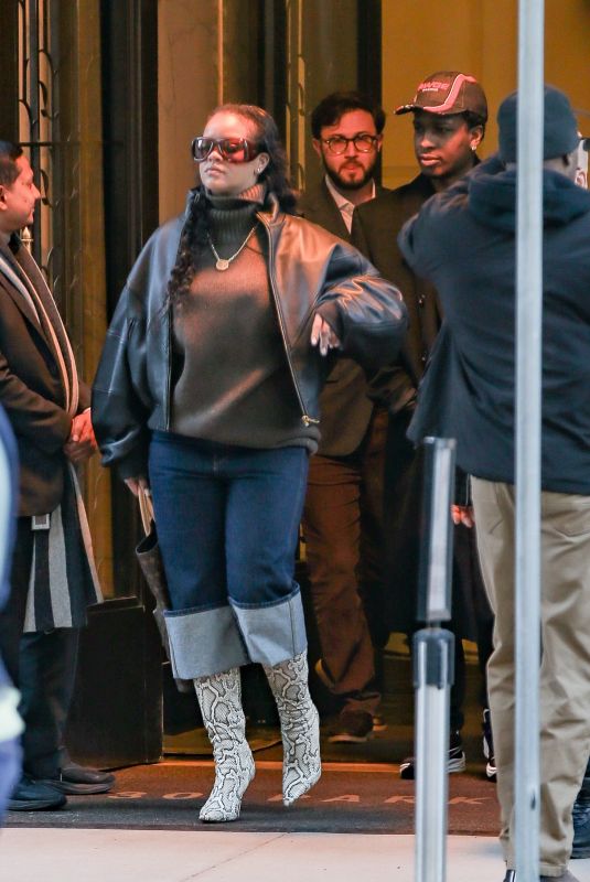 RIHANNA and A$AP Rocky Leaves a Building with Heavy Security in New York City 03/17/2026