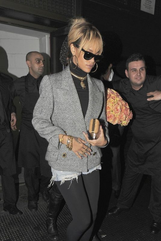 RIHANNA Arrives at Novikov in Mayfair in London 02/22/2012