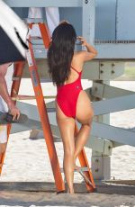 SHAY MITCHELL in a Red Swimsuit on the Set of New Baywatch Reboot in Los Angeles 03/18/2026
