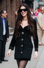 ANNE HATHAWAY Arrives at Stephen Colbert Show in New York City 04/15/2026