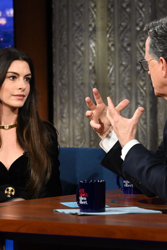 ANNE HATHAWAY at Late Show with Stephen Colbert 04/15/2026