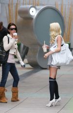 AUDRINA PATRIDGE Filming The Hills at a Coffee Shop in Hollywood 10/03/2008