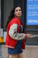 FAMKE JANSSEN in a Denim Mini Dress Out in New York City 04/03/2026