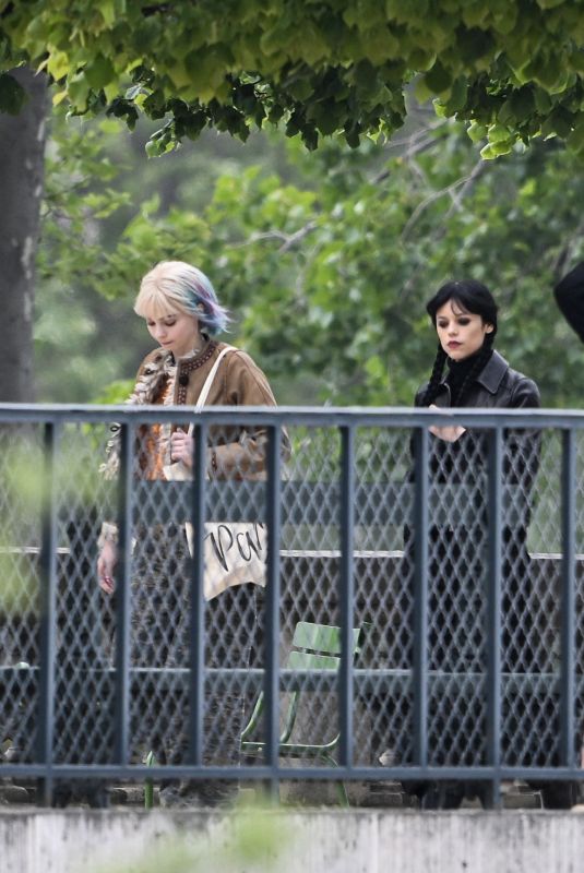 JENNA ORTEGA and EMMA MYERS on the Set of Wednesday Season 3 in Paris 04/21/2026