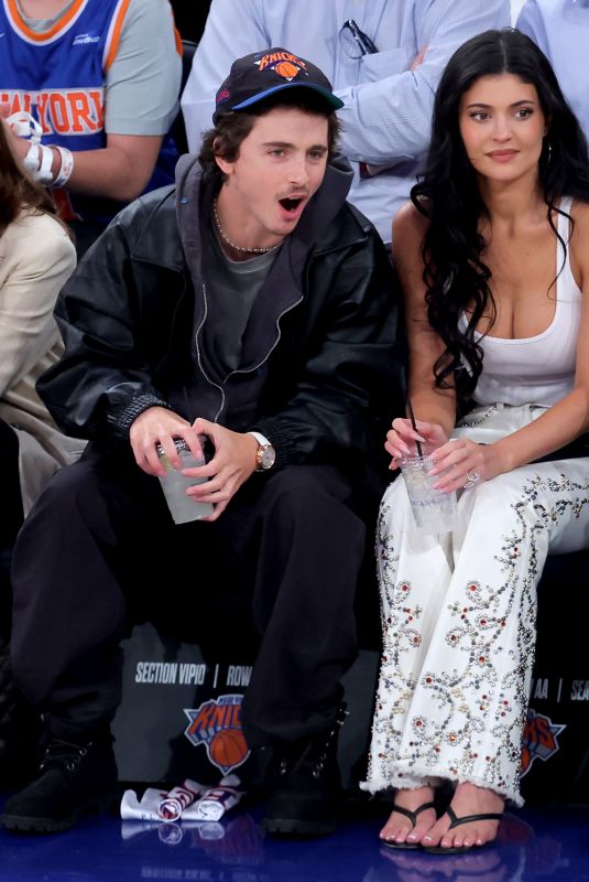 KYLIE JENNER and Timothee Chalamet at N.Y. Knicks vs Atlanta Hawks Game in New York City 04/28/2026