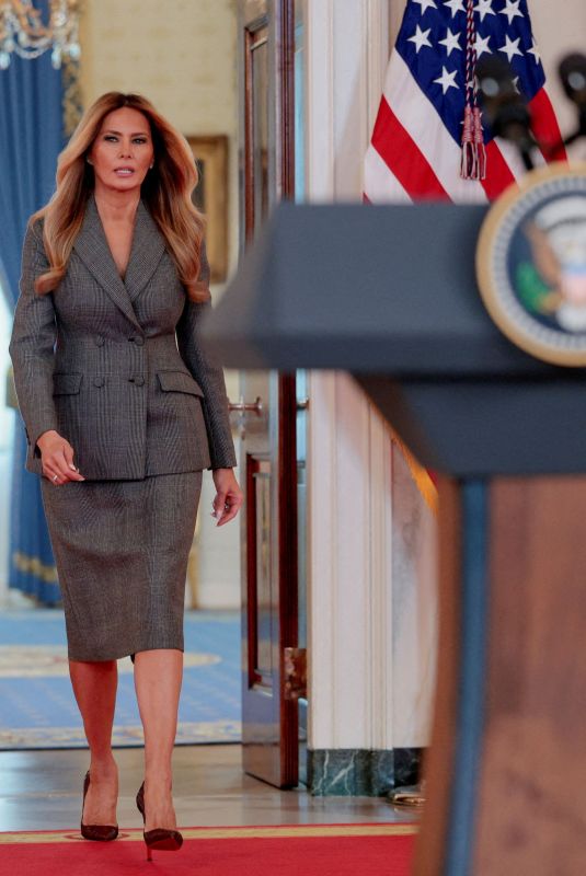 MELANIA TRUMP Delivers a Statement About Epstein Case at White House in Washington,D.C 04/09/2026